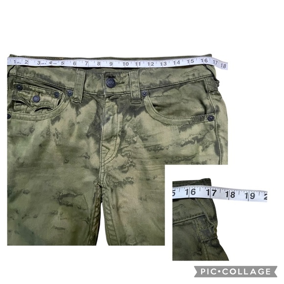 True Religion Men’s Green Tie Dye Acid Wash Straight Jeans Pants Waist 34** - Picture 13 of 16
